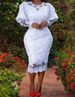 Hot Selling Women's Spring And Autumn High Waisted Lace White Street Style Midi Skirt Evening Gown_ecoleips.com