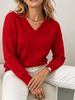 Basic V-neck Knit Sweater For Spring And Autumn, Soft And Comfortable, Long-sleeved Pullover Top, Casual And Versatile, Elegant._ecoleips.com