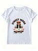 Women Summer Crew Neck Short Sleeve T-Shirt, Street Mode Skateboard Bear Lightning Varsity Jacket Graphic Casual White Loose Streetwear Tee Top_ecoleips.com