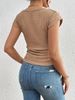 Women's Slim Fit Pleated T-Shirt Spring Autumn Fashion Flutter Sleeve Top For Summer_ecoleips.com