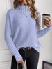 Women's Clothing Solid Color Pullover Raglan Solid Color High Neck Long Sleeve Pullover Sweater - Oversized Acrylic Knit Casual Top For Fall & Winter_ecoleips.com