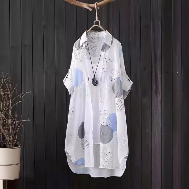 Women's Long-Sleeved Printed Chiffon Sun-Protective Shirt With Summer-Friendly Loose Fit, Versatile Cardigan Style, Perf_ecoleips.com