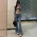 Aria Basics European And American Style Spicy Girl Frayed Hem Slim-fit Stretch Denim Jeans For Women, Autumn Vintage Low-waist_ecoleips.com