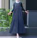 Women's Clothing Muslim Fashion Loose Large Size Sleeveless Long Solid Color Denim Dress_ecoleips.com