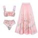 Women's Sweet Pink Floral Ruffled Bikini Set - Mini Two-Piece Swimwear For Beach Vacation_ecoleips.com