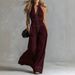 Women's Clothing Sleeveless Jumpsuit, Stand Collar Wide Leg Romper For Casual And Office Wear_ecoleips.com