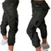 Women's Military Green Casual Sports Trousers Mid Waist Webbing Pockets Full Length Polyester Pants_ecoleips.com