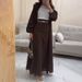 Muslim Knitwear"Modest Two-Piece Set – V-Neck Long Sleeve Top With Flowy Midi Skirt (XS-XXXL)"_ecoleips.com