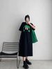 Summer New Korean Style Cute Print Midi Short Sleeve Dress Loose Versatile Ins Style Dress Polyester Fiber Straight Cut Dress_ecoleips.com