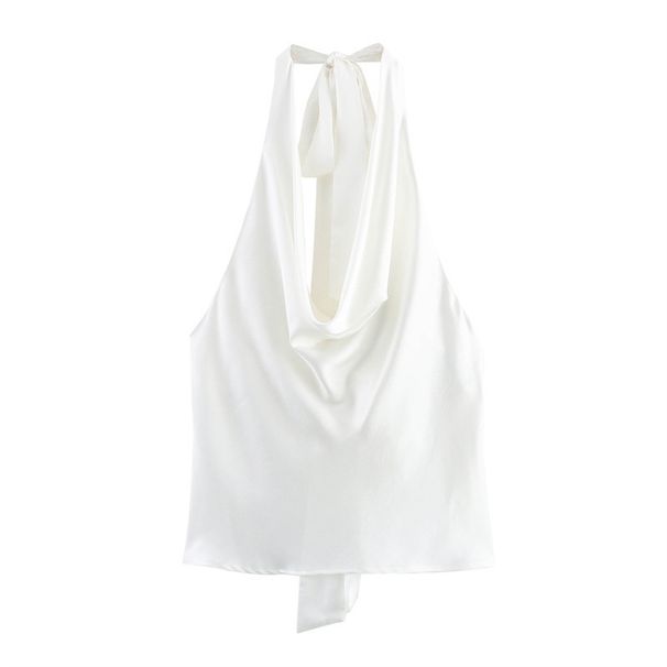 Aria Basics Aria Basics SAW Independent Store European And American Style Women's Fashion Sexy Halter Neck Silk Satin Top 2892650_ecoleips.com
