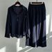 Loose Casual Women's Suit Two Piece Wide Leg Trousers Apricot Color_ecoleips.com
