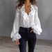 Women's Lace Patchwork Puff Sleeve Pleated Shirt European American Style Independent Website Clothing_ecoleips.com