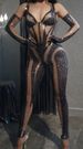 Women's Clothing Black Gloves Low Cut Slim Hot Sexy Half Backless Flesh Colored Striped Suspenders Party Jumpsuit_ecoleips.com