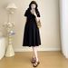 Summer New Korean Fashion Pleated V-Neck Maternity Nursing Dress_ecoleips.com