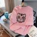 2026 Tiger Head Heavy Embroidery Pure Cotton Short Sleeve T-shirt For Men And Women, Extra Large Size 150kg Loose Fit_ecoleips.com