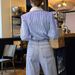 Women's Clothing Striped Patchwork Shirt Loose Casual Lapel Outerwear Shirt_ecoleips.com