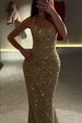 Glitter Halter Neck Party Dress For Women - Elegant Long Sleeveless Bodycon Dress With Slit, Stretchy Waist, Perfect For Vacation, Beach, Date Night_ecoleips.com