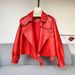 Women's Genuine Sheepskin Leather Jacket – Oversized Biker Style, Wrinkle-Resistant Short Coat For Casual & Office Wear (Black/Green/Red/Orange)_ecoleips.com