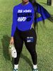 Women's Casual Loose And Fashionable Letter Lip Printed Loose T-shirt+cropped Pants Two-piece Set Summer Home Sportswear Daily Wear-468_ecoleips.com