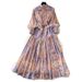 Women's Clothing Retro Women's Stand Collar Lantern Sleeve Printed Skirt Dress Spring Summer Full Waist Cinching Fashionable Dress_ecoleips.com