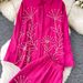Women's Commuter Style Two Piece Set Embroidered Beaded Collar Shirt And High Waisted Slimming Wide Leg Pants For Spring Autumn_ecoleips.com