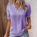 Summer New Fashion Hollow Out Short Sleeve Women's Shirt_ecoleips.com