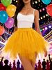 Versatile High-waisted Slimming Mesh Skirt, Tulle Skirt, Mesh Cake Skirt, Women's Short Princess Skirt With Ruffles, Versatile Midi Skirt._ecoleips.com