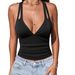 's Best-selling Sexy And Alluring Deep V-neck Tie-back Top, Hot Girl Halter Neck Strap Hollow-out Tank Top_ecoleips.com