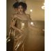 Women's Clothing Gold Evening Dress For Women High Grade Sequined Host One Shoulder Tube Top Toast Dress Bride Fishtail Skirt_ecoleips.com