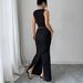 Summer New Style Women's Metallic Hollow Out Textured Sleeveless Top And Bodycon Long Skirt Set_ecoleips.com