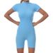 Women's Clothing Zipper Short Sleeved Yoga Suit Stretch Jumpsuit Women's Threaded Sports Tight Running Jumpsuit Outer Wear_ecoleips.com
