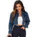 Women's Fringe Denim Jacket, Oversized Lapel Long Sleeve Coat, Bohemian Tassel Shacket For Casual Elegant Style_ecoleips.com