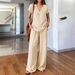 Women's Clothing Summer Fashion Women's Solid Color Suit Set Solid Color Elegant Commuting Style Cotton V Neck Sleeveless Top Vest_ecoleips.com