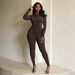 Women's Slim Fit Round Neck Top And Bottoms Set Long Sleeved Pleated European American Style Fashion Autumn_ecoleips.com