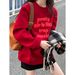 Luxi Loose American Style Sweatshirt For Women, Fleece Lined Thickened, Autumn And Winter Lazy Style, Letter Print, Crew_ecoleips.com