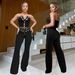 Women's Clothing Fashion Women's Sexy Tube Top Eyelet Metal Button Trousers Suit_ecoleips.com