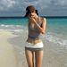 New Sexy V-neck Small Breasts Gather To Cover Belly High Waist Backless Fashion Plaid Boxers Vacation Split Swimsuit Women_ecoleips.com