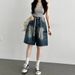 Large Pocket Japanese Style Workwear Five-Point Pants Loose Versatile Washed Denim Shorts_ecoleips.com