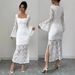 Women's Clothing New Lace Trumpet Sleeve Slim Slit Dress_ecoleips.com