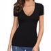 Women's Clothing T Shirt Women's Summer Pullover Short Sleeved Slim Outerwear Top High End V Neck Pink_ecoleips.com