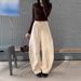 Korean Beef Women's Slimming Wide Leg Pants American Style Khaki Embroidered Curved Blade Jeans Versatile Winter Fashion_ecoleips.com