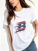 Women's Round Neck Short-sleeved T-shirt, Red And Blue Stripes With The Letter B, Loose And Casual Summer T-shirt Top_ecoleips.com