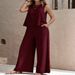 2027 Summer Fashion Elegant Women O-Neck Sleeveless Vest + Wide-Leg Pants Two-Piece Pure Color Casual Sets_ecoleips.com