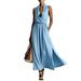 Women's Sleeveless Solid Color V Neck Casual Midi Dress – Summer Resort Gown 2026_ecoleips.com