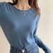 German Velvet Bottoming Shirt Women's Wear Autumn And Winter Sanding Long Sleeve Plus Velvet White Slim Round Neck Slim_ecoleips.com