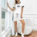 Summer Women's Clothing Set Print Short Sleeve Top And Straight Leg Shorts_ecoleips.com
