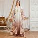 Muslim Dress Women Elegant Printed Maxi Dress – Floral Embroidery Long Sleeve Abaya, Lightweight Polyester, Modest & Stylish For Everyday Wear_ecoleips.com