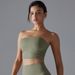 K New Solid Color Chest Wrapped Yoga Suit Top With Pleats, Strapless, Breathable, Slim Fit, Anti Slip, Running Sports Bra, Fitness Suit_ecoleips.com
