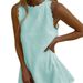 2025 Spring European And American Cross-Border Casual Women's Solid Color Cotton-Linen Short Mini Ruffle Collar_ecoleips.com