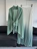 Women's Clothing Pleated Solid Color Butterfly Sleeve Top Gradient Skirt Two Piece Suit Fashionable Cardigan Temperament Spring And Autumn_ecoleips.com